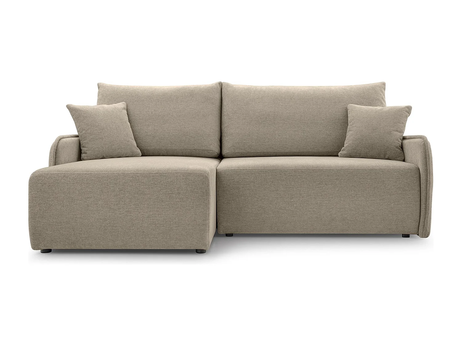 Ecksofa mit Schlaffunktion - Chenille - dunkelbeige - links - NETARRO