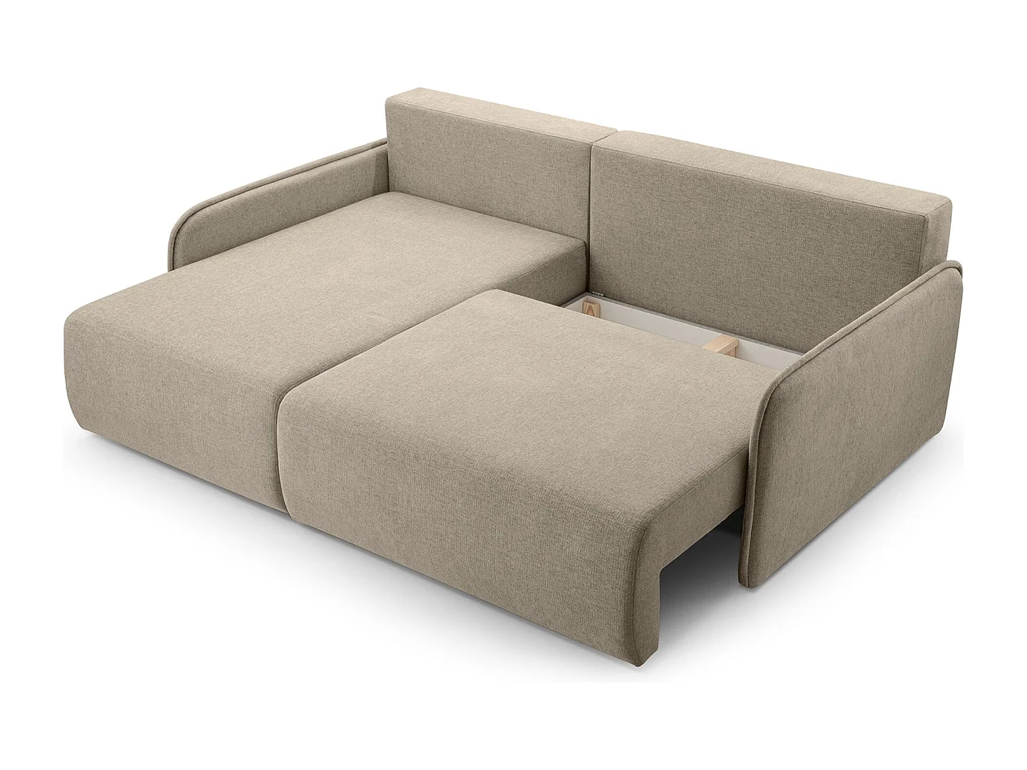 Ecksofa mit Schlaffunktion - Chenille - dunkelbeige - links - NETARRO