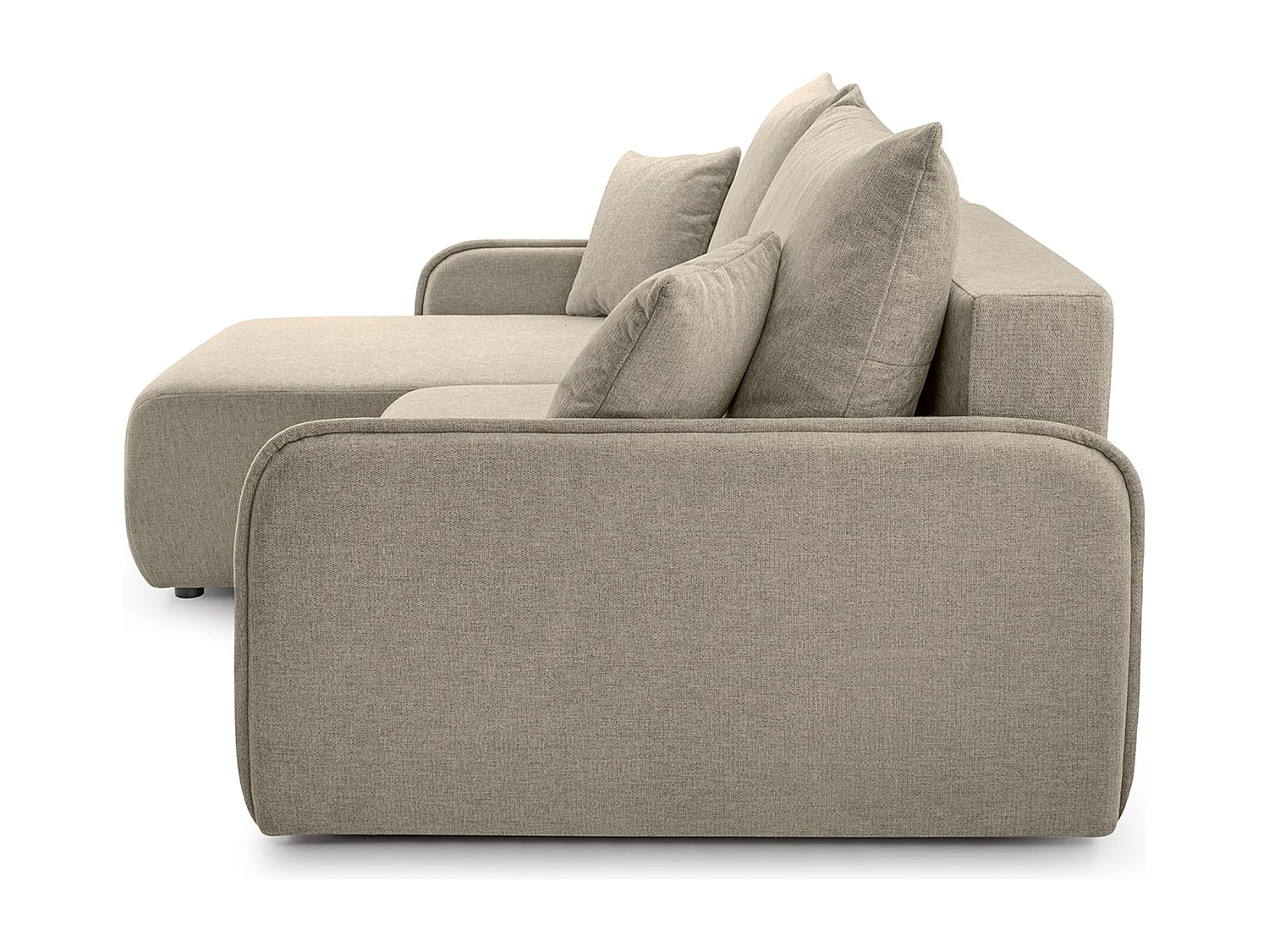 Ecksofa mit Schlaffunktion - Chenille - dunkelbeige - links - NETARRO