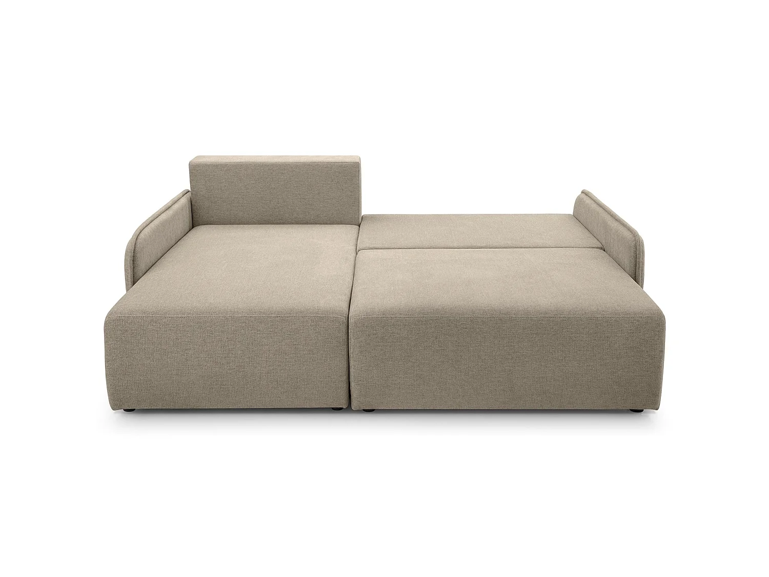 Canapé d'angle convertible 3 places en tissu chenille beige NETARRO