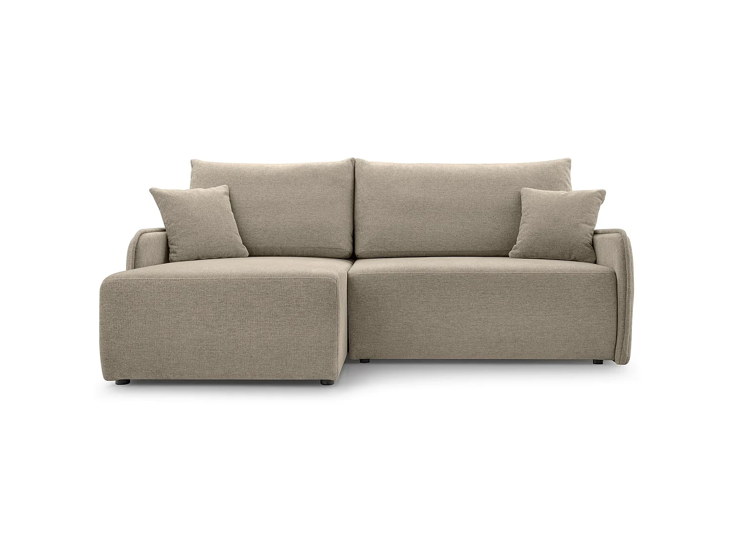 Canapé d'angle convertible 3 places en tissu chenille beige NETARRO