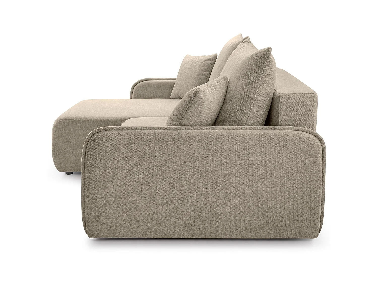 Canapé d'angle convertible 3 places en tissu chenille beige NETARRO