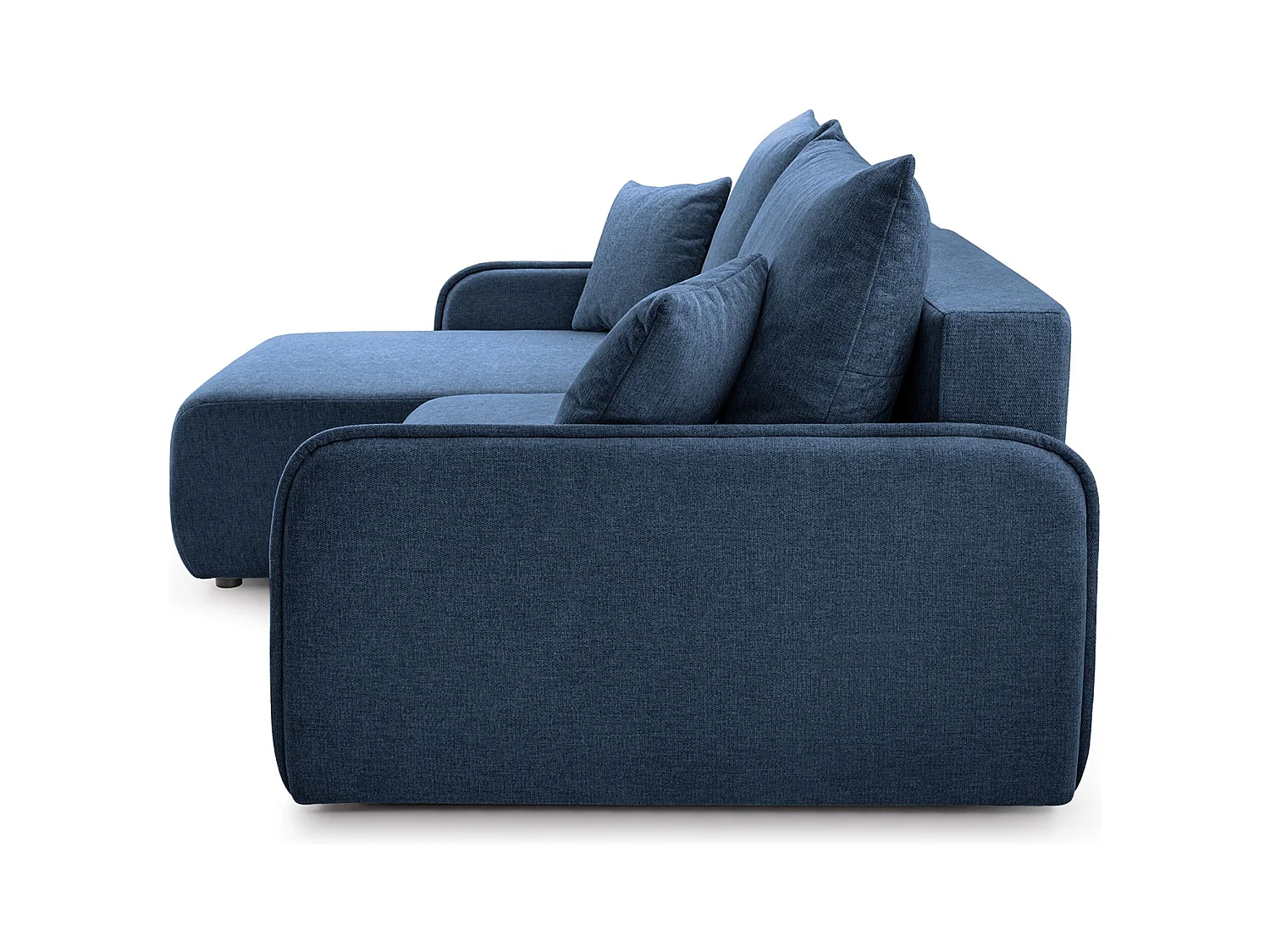 Hoekbank – in marineblauwe chenillestof – linkerzijde – NETARRO