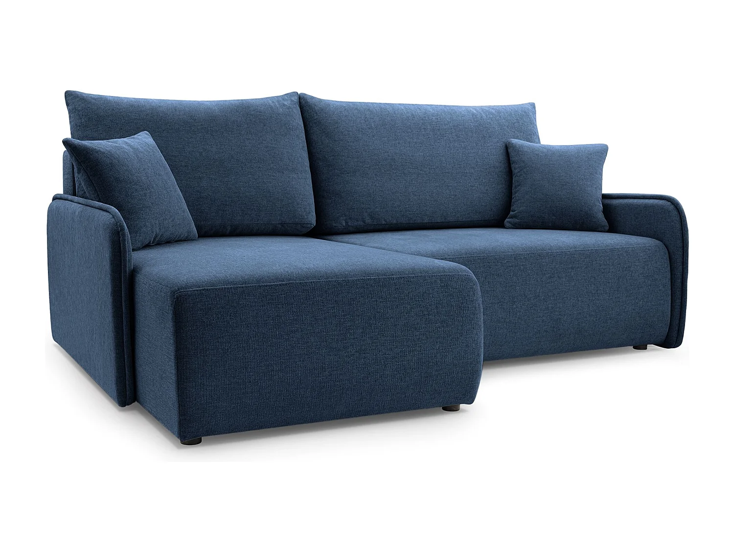 Ecksofa mit Schlaffunktion - Chenille - marineblau - links - NETARRO