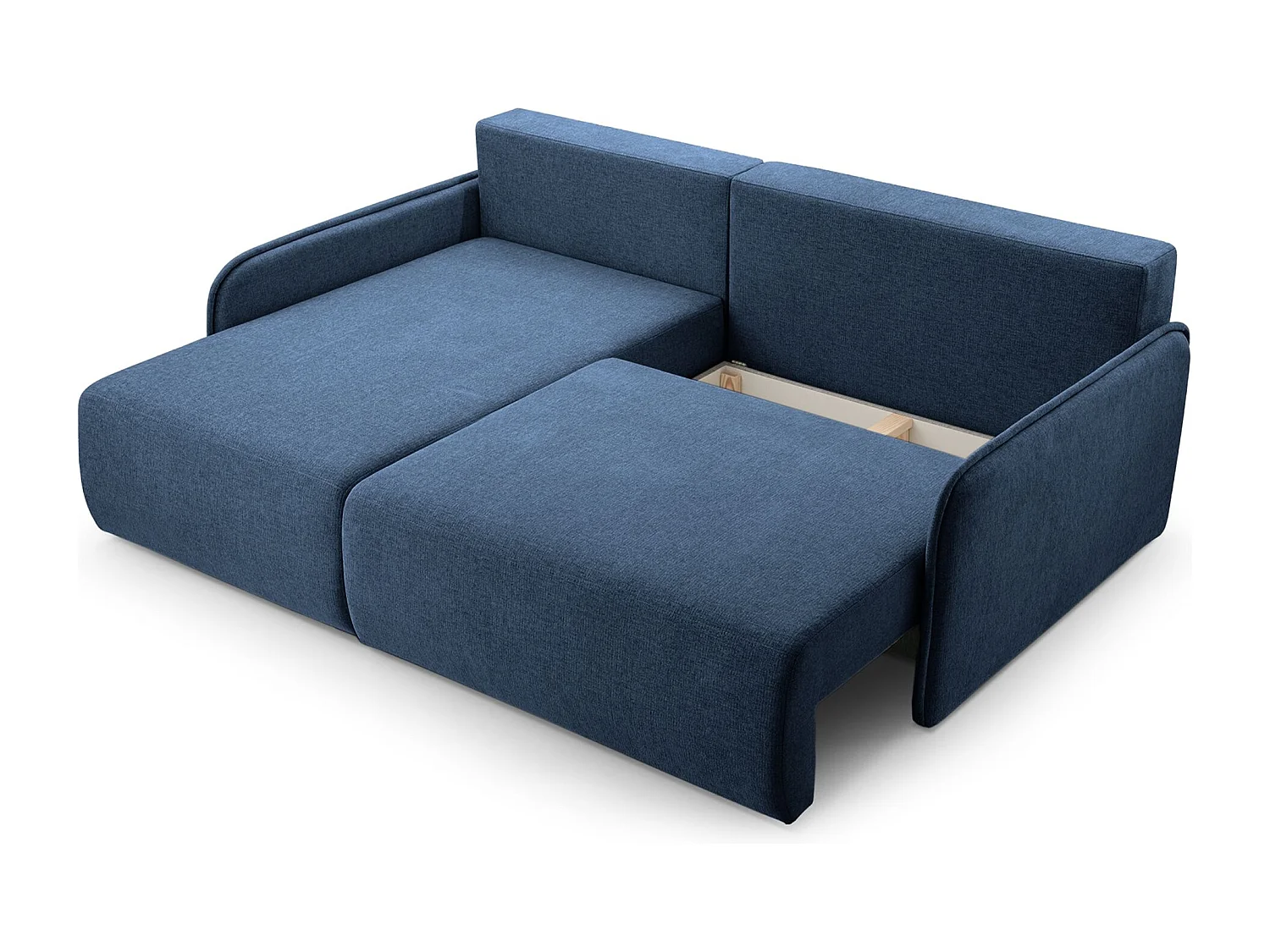 Ecksofa mit Schlaffunktion - Chenille - marineblau - links - NETARRO
