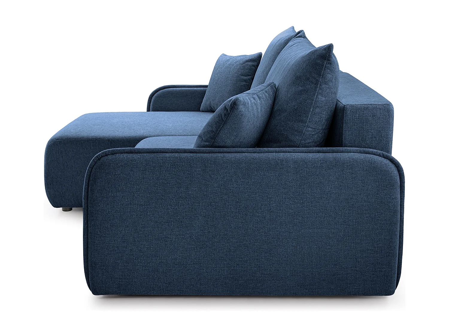 Ecksofa mit Schlaffunktion - Chenille - marineblau - links - NETARRO