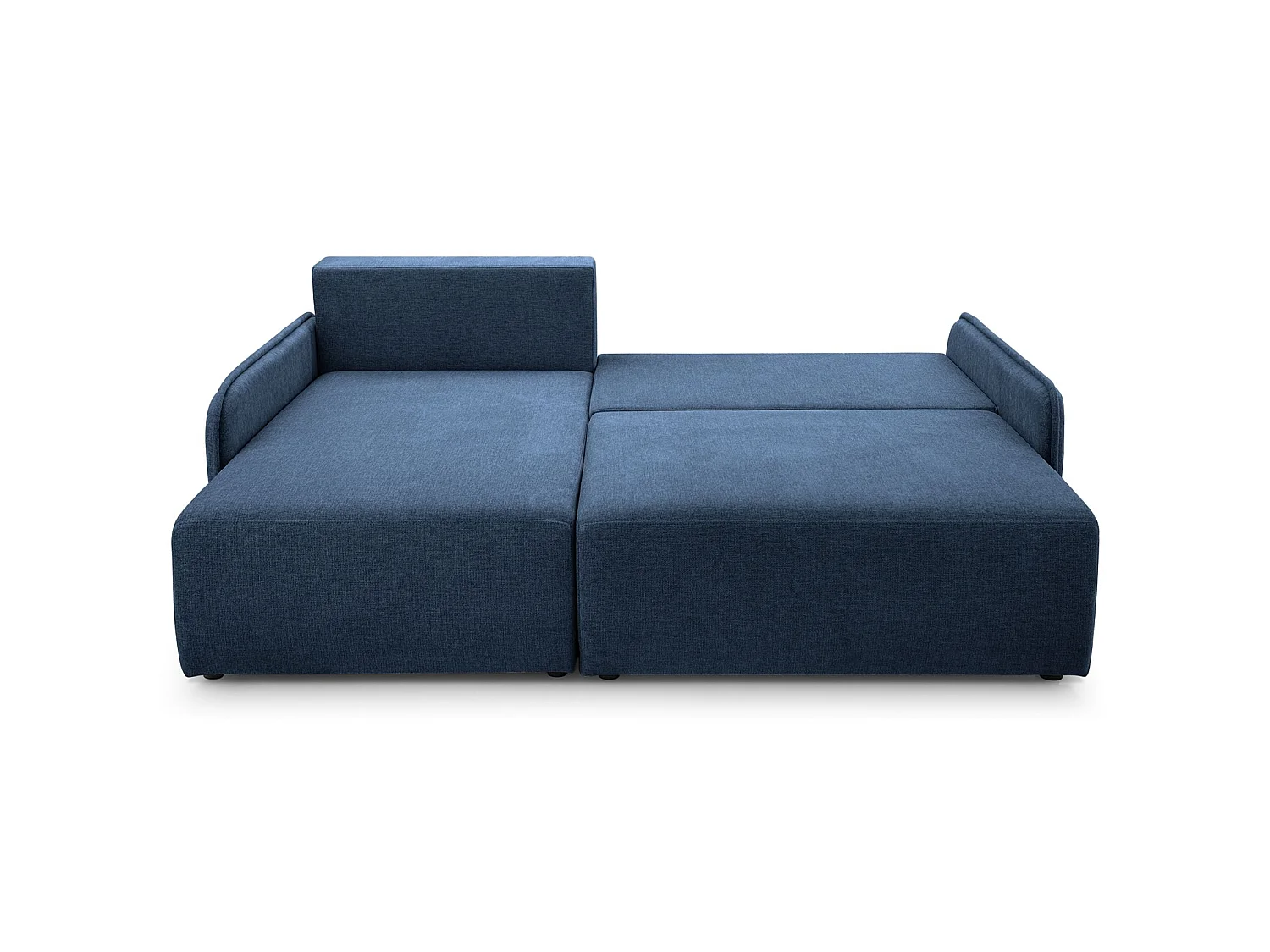 Canapé d'angle convertible 3 places en tissu chenille bleu