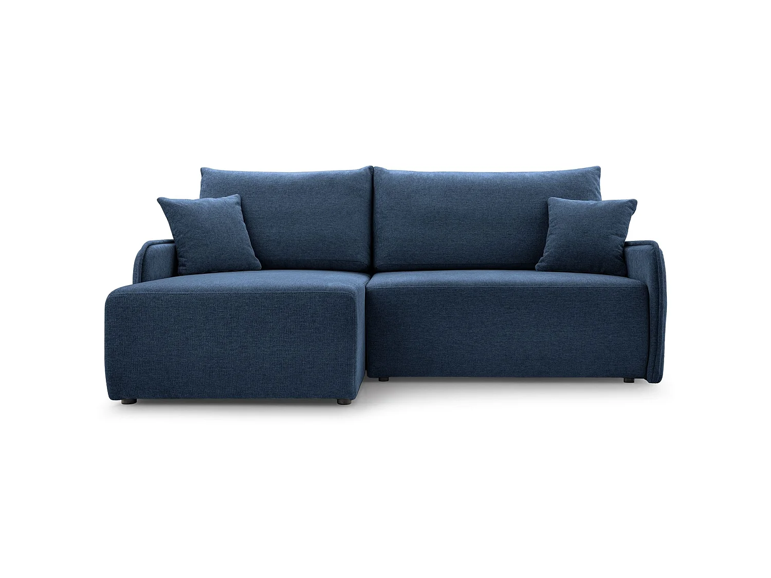 Canapé d'angle convertible 3 places en tissu chenille bleu