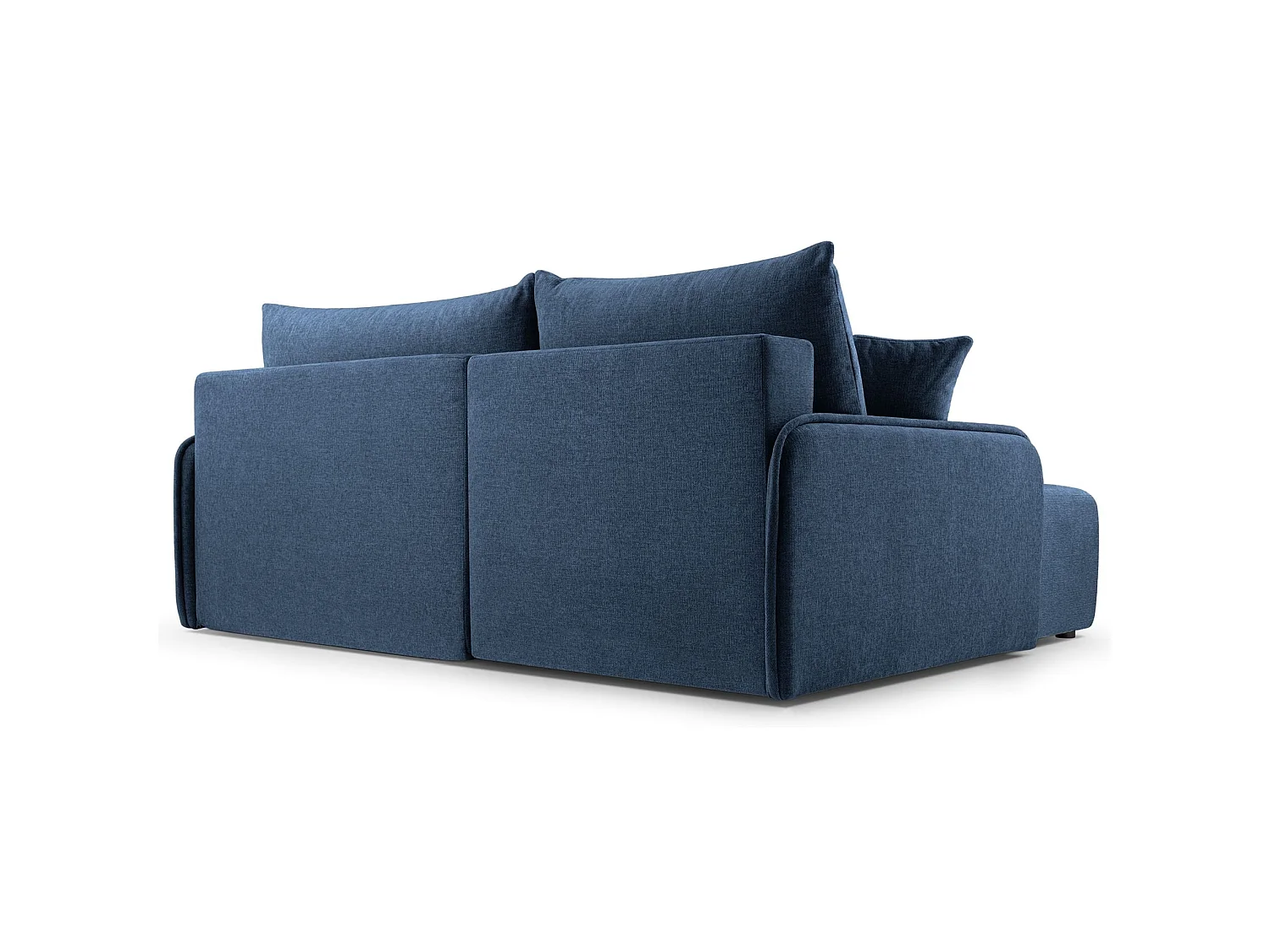 Canapé d'angle convertible 3 places en tissu chenille bleu