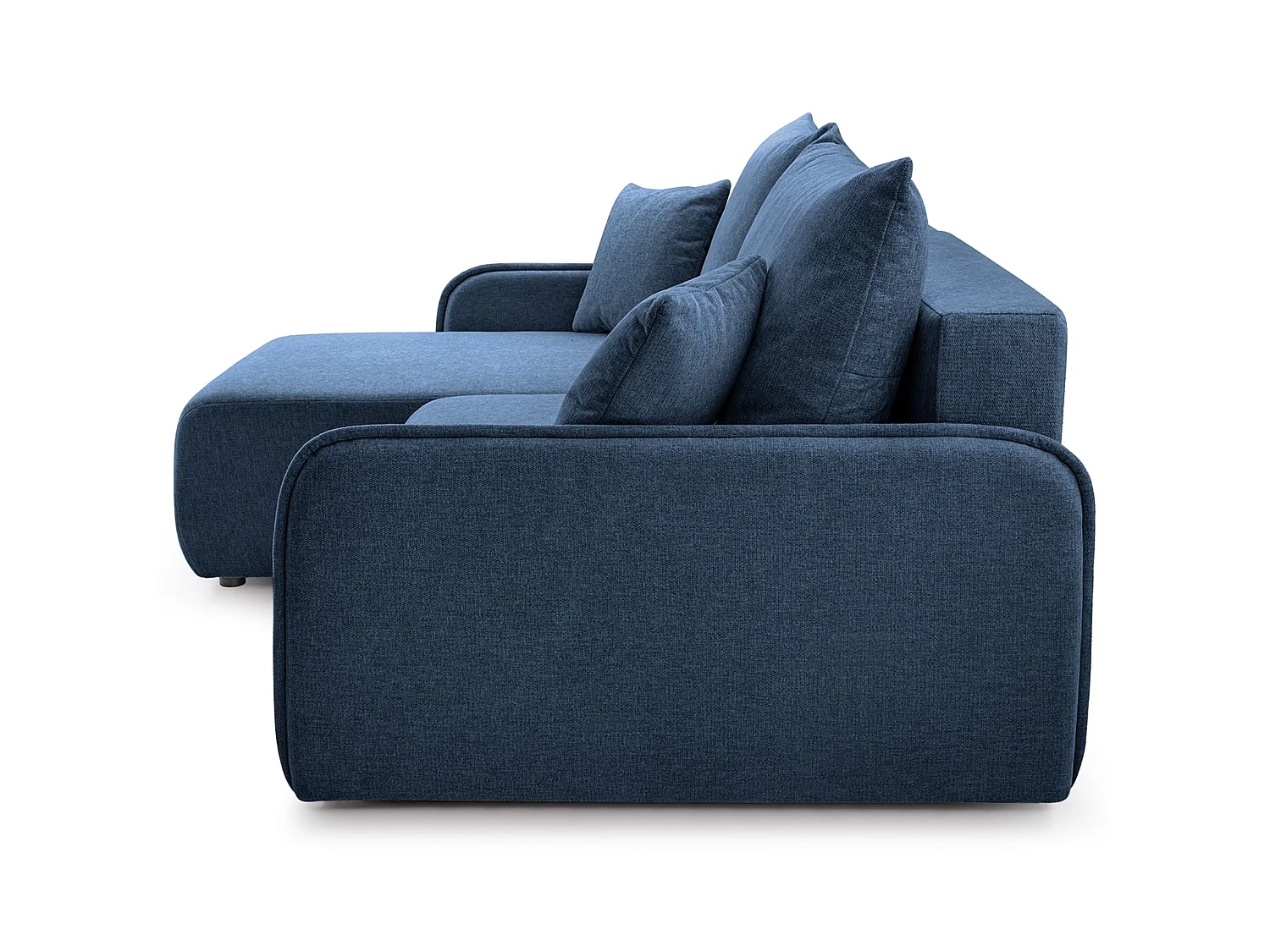 Canapé d'angle convertible 3 places en tissu chenille bleu