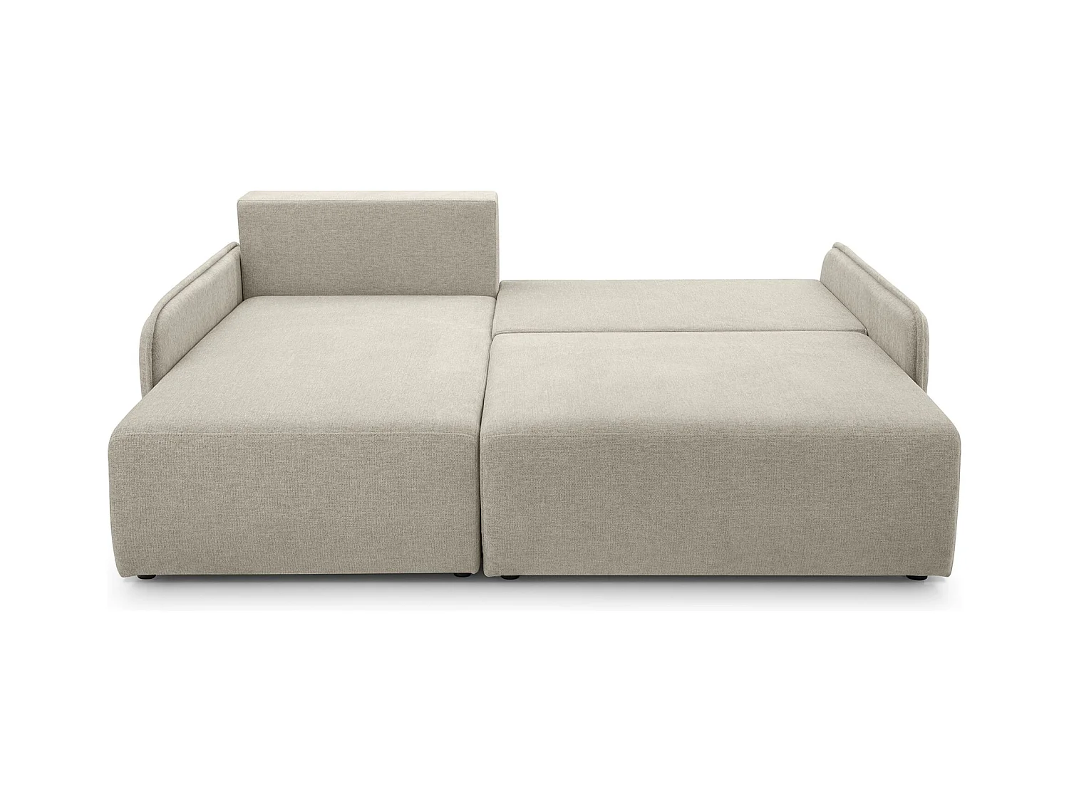 Canapé d'angle convertible – en tissu chenille beige – côté gauche – NETARRO