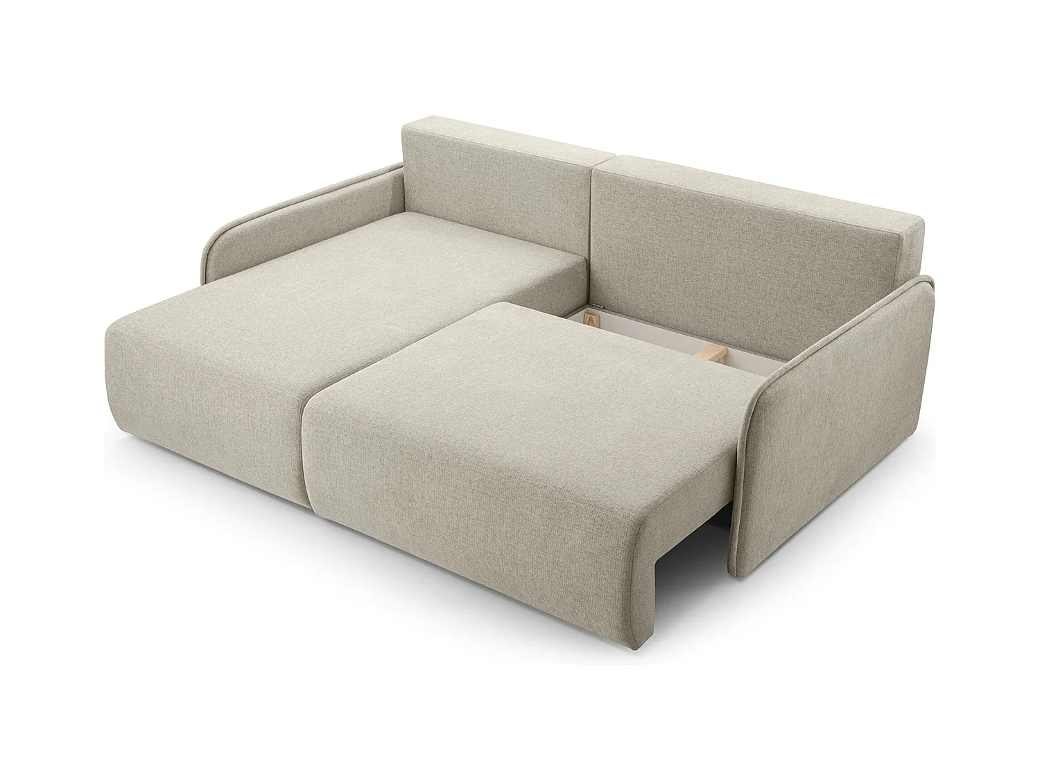 Canapé d'angle convertible – en tissu chenille beige – côté gauche – NETARRO