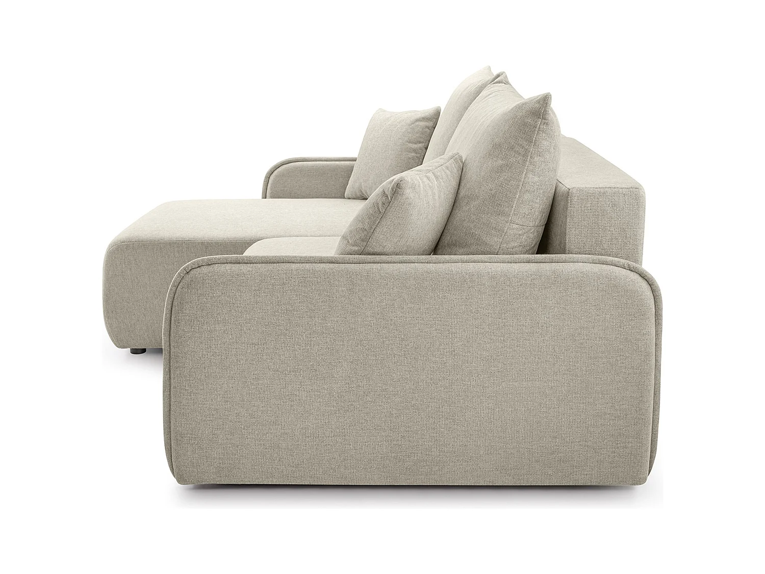 Canapé d'angle convertible – en tissu chenille beige – côté gauche – NETARRO