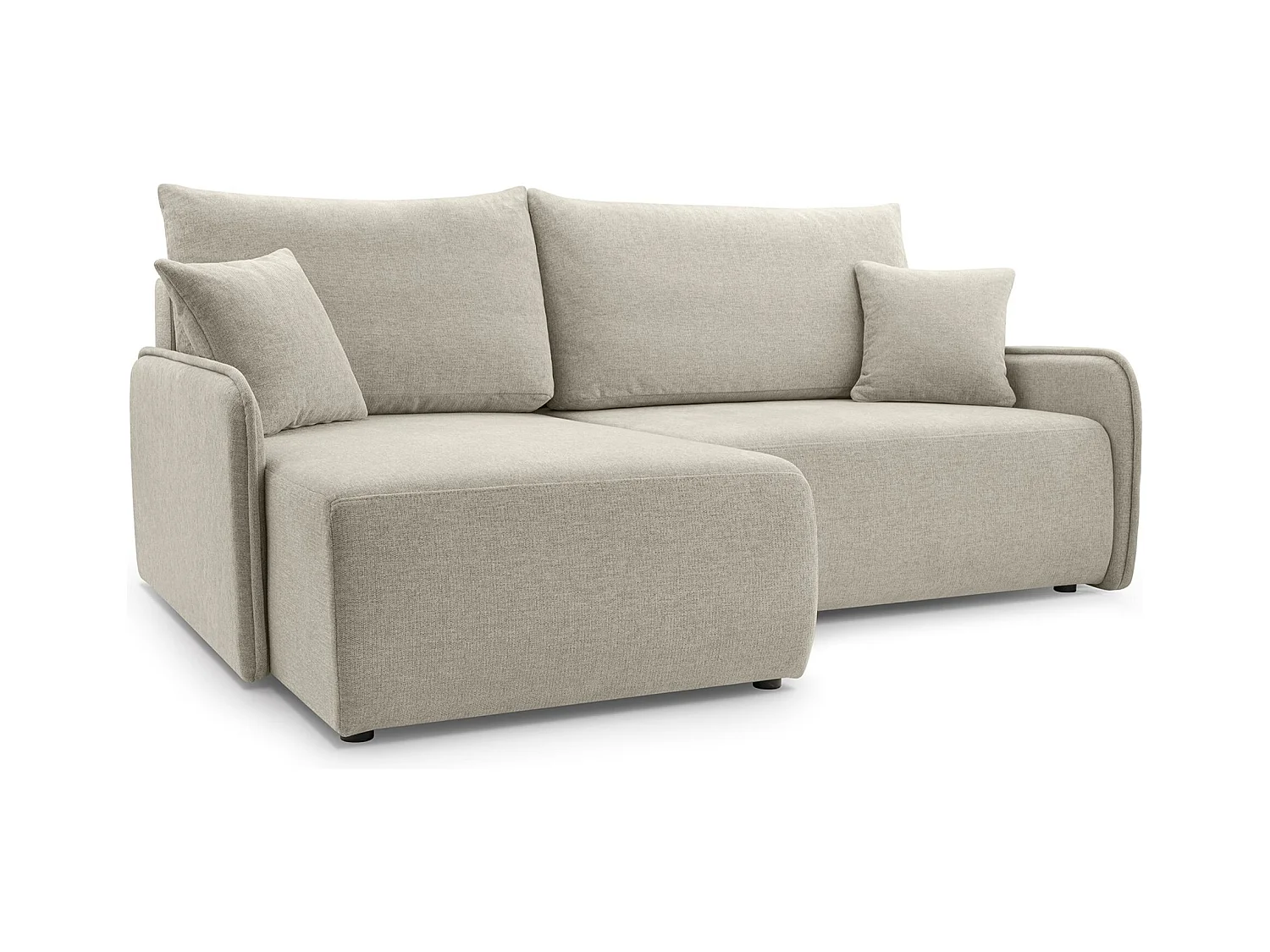 Canapé d'angle convertible – en tissu chenille beige – côté gauche – NETARRO