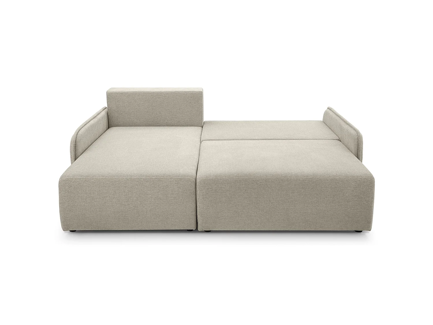 Canapé d'angle convertible 3 places en tissu chenille beige