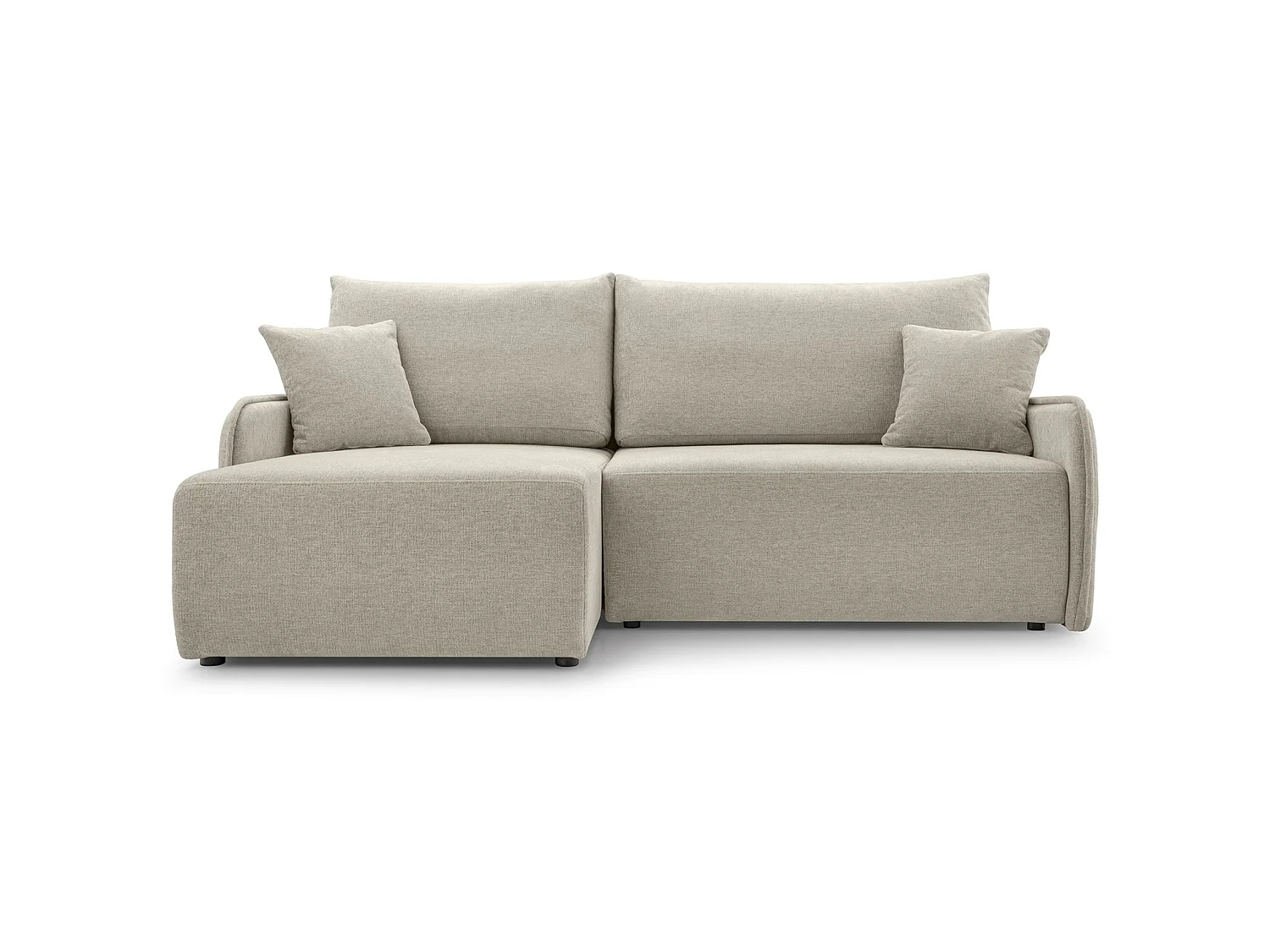 Canapé d'angle convertible 3 places en tissu chenille beige