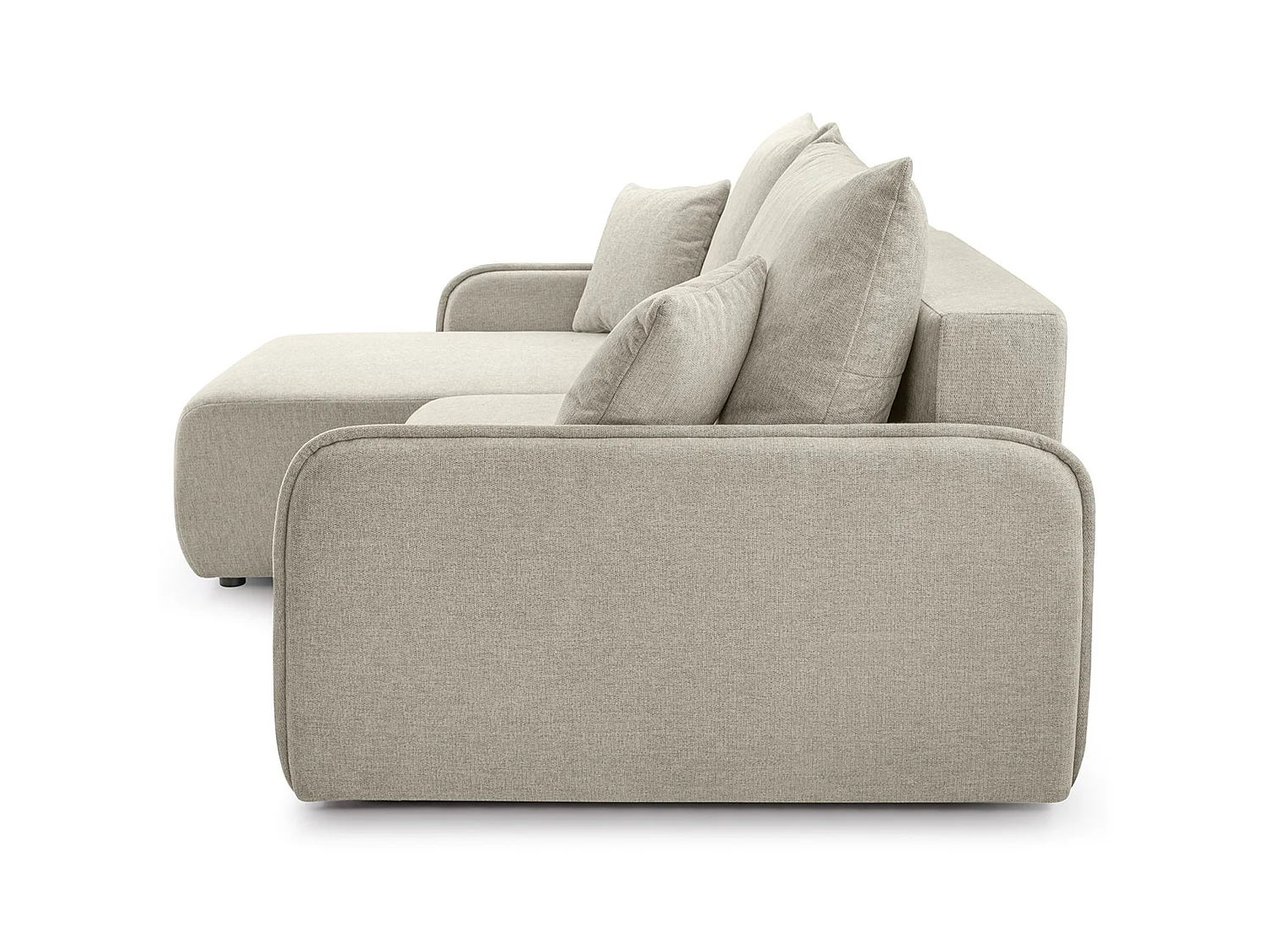 Canapé d'angle convertible 3 places en tissu chenille beige