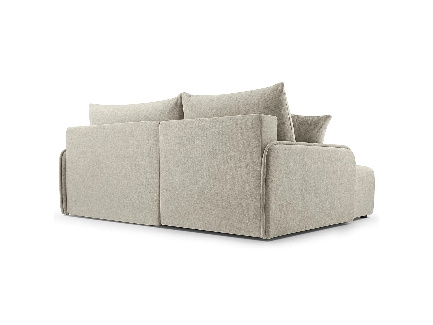 Canapé d'angle convertible 3 places en tissu chenille beige