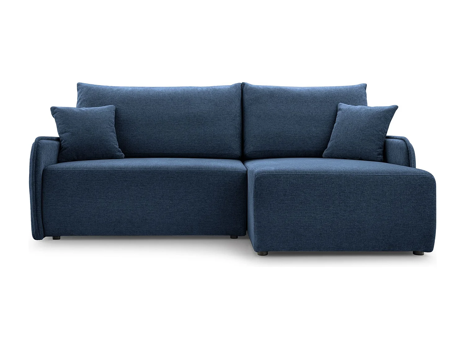 Canapé d'angle convertible – en tissu chenille bleu marine – côté droit – NETARRO