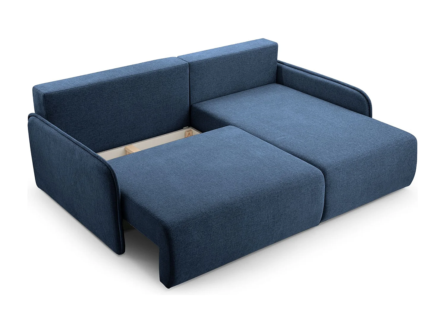 Canapé d'angle convertible – en tissu chenille bleu marine – côté droit – NETARRO