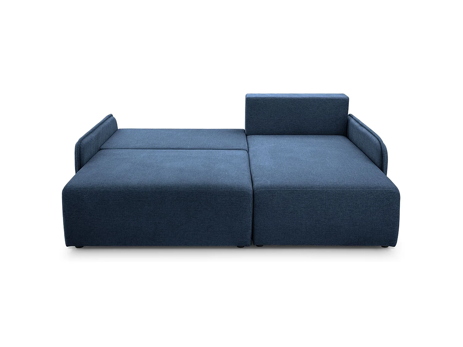 Canapé d'angle convertible 3 places en tissu chenille bleu