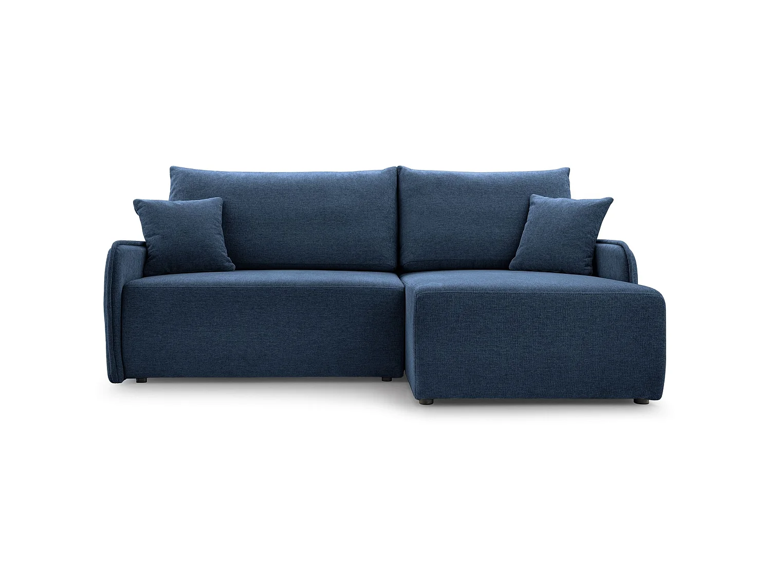 Canapé d'angle convertible 3 places en tissu chenille bleu