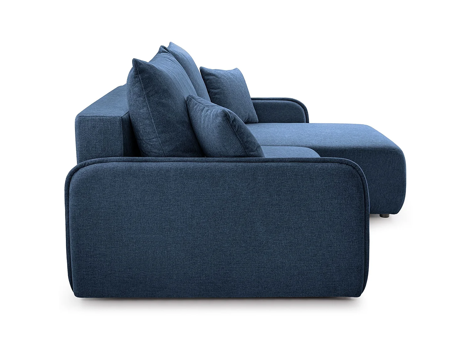Canapé d'angle convertible 3 places en tissu chenille bleu