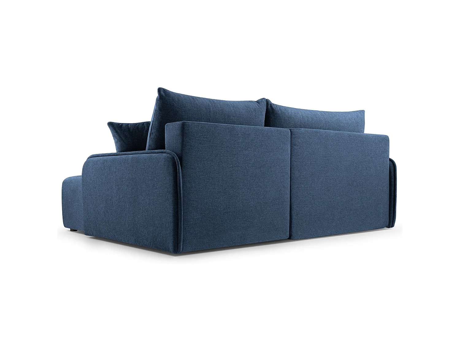 Canapé d'angle convertible 3 places en tissu chenille bleu