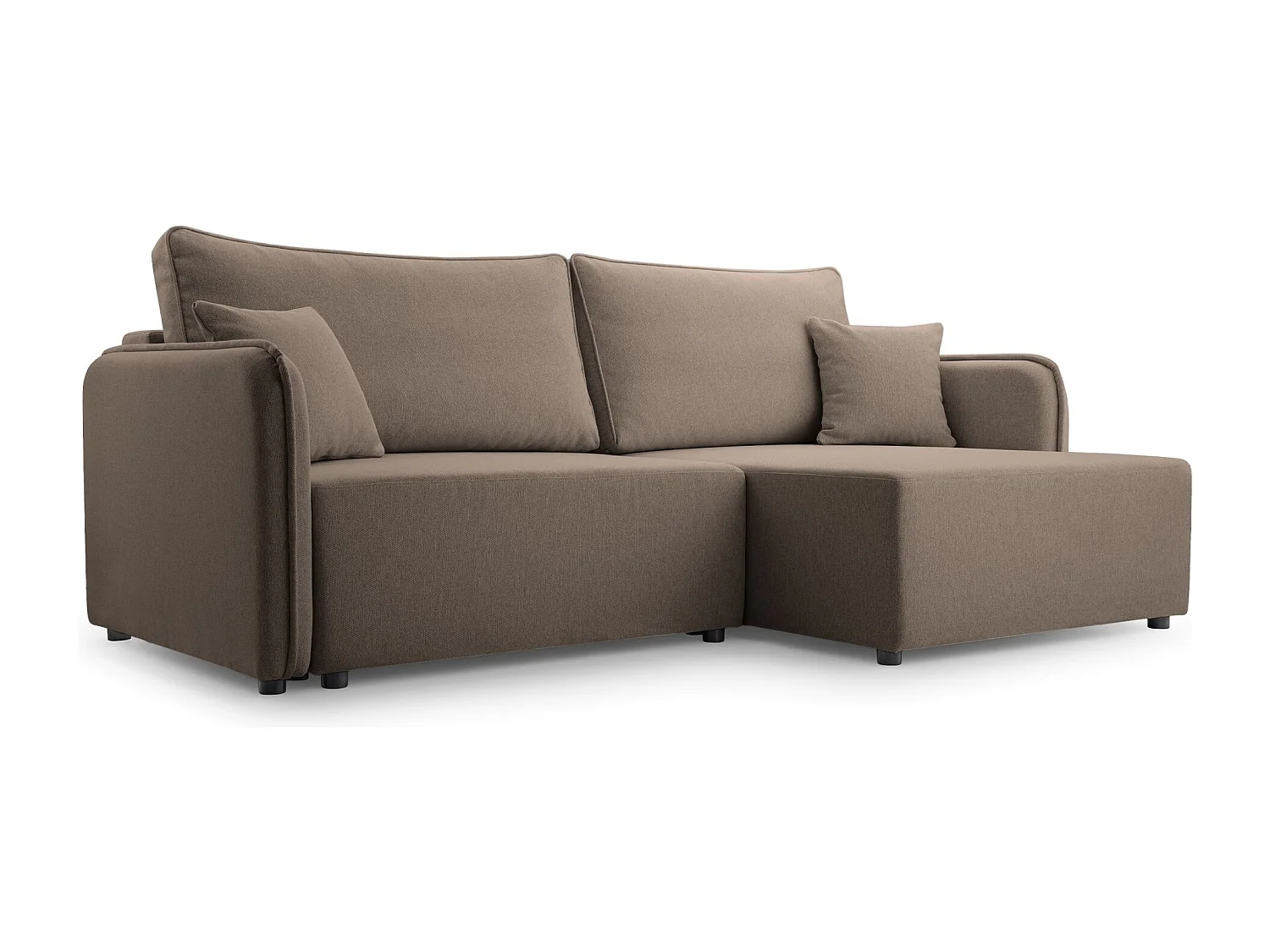 Ecksofa mit Schlaffunktion - Bettkasten - hellbraun - rechts - KASSIAN