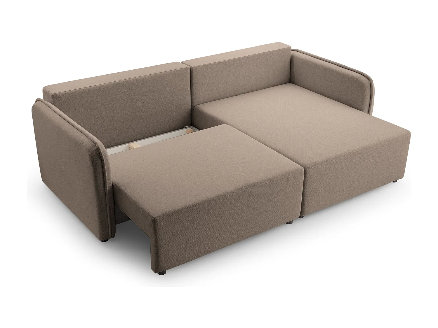 Ecksofa mit Schlaffunktion - Bettkasten - hellbraun - rechts - KASSIAN