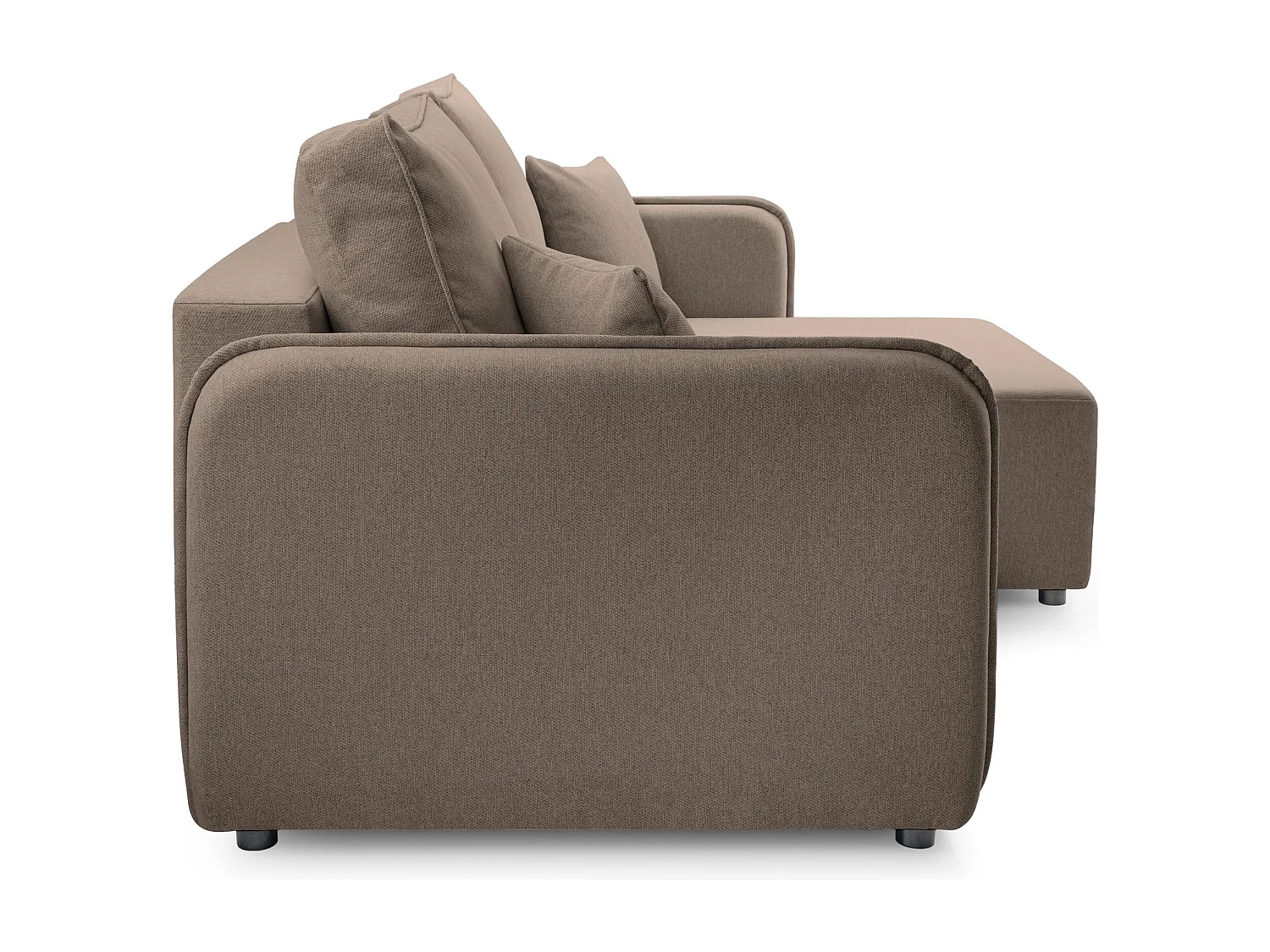 Ecksofa mit Schlaffunktion - Bettkasten - hellbraun - rechts - KASSIAN