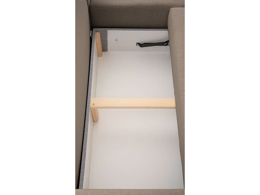 Ecksofa mit Schlaffunktion - Bettkasten - hellbraun - rechts - KASSIAN