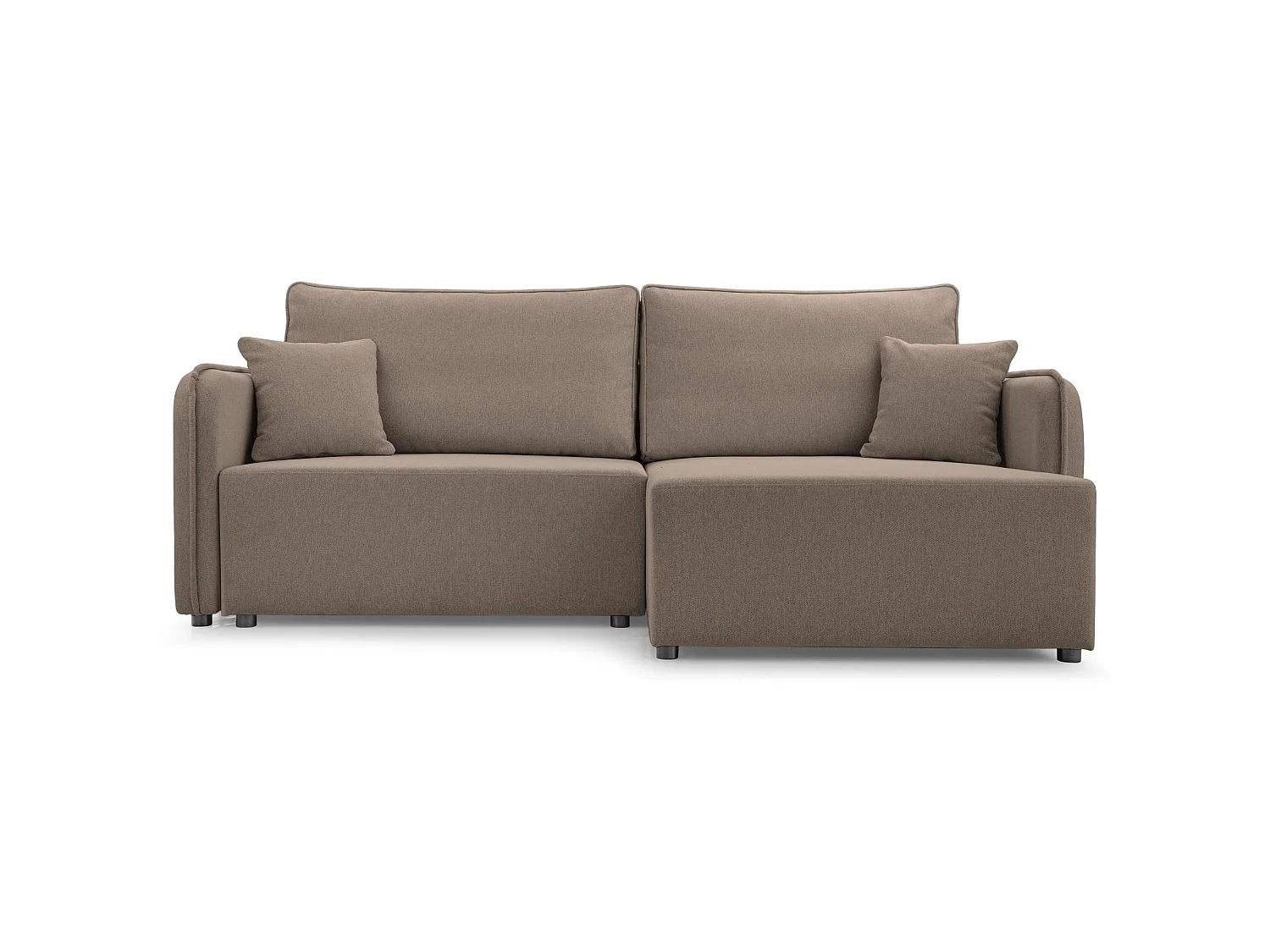 Canapé d'angle convertible 3 places en tissu marron KASSIAN