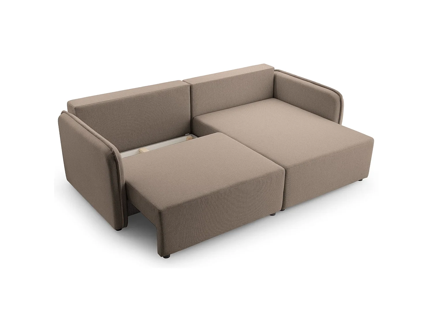 Canapé d'angle convertible 3 places en tissu marron KASSIAN