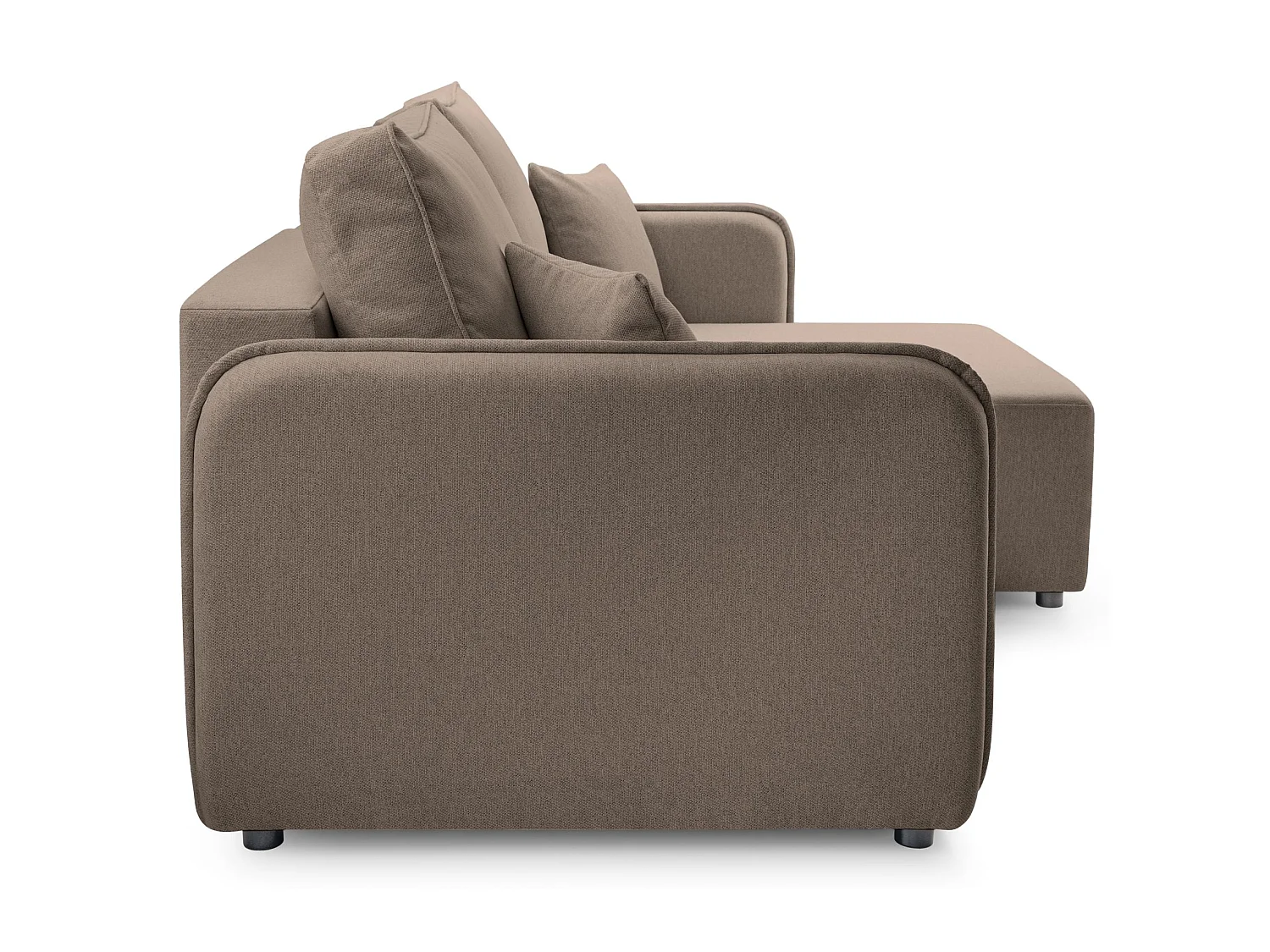 Canapé d'angle convertible 3 places en tissu marron KASSIAN