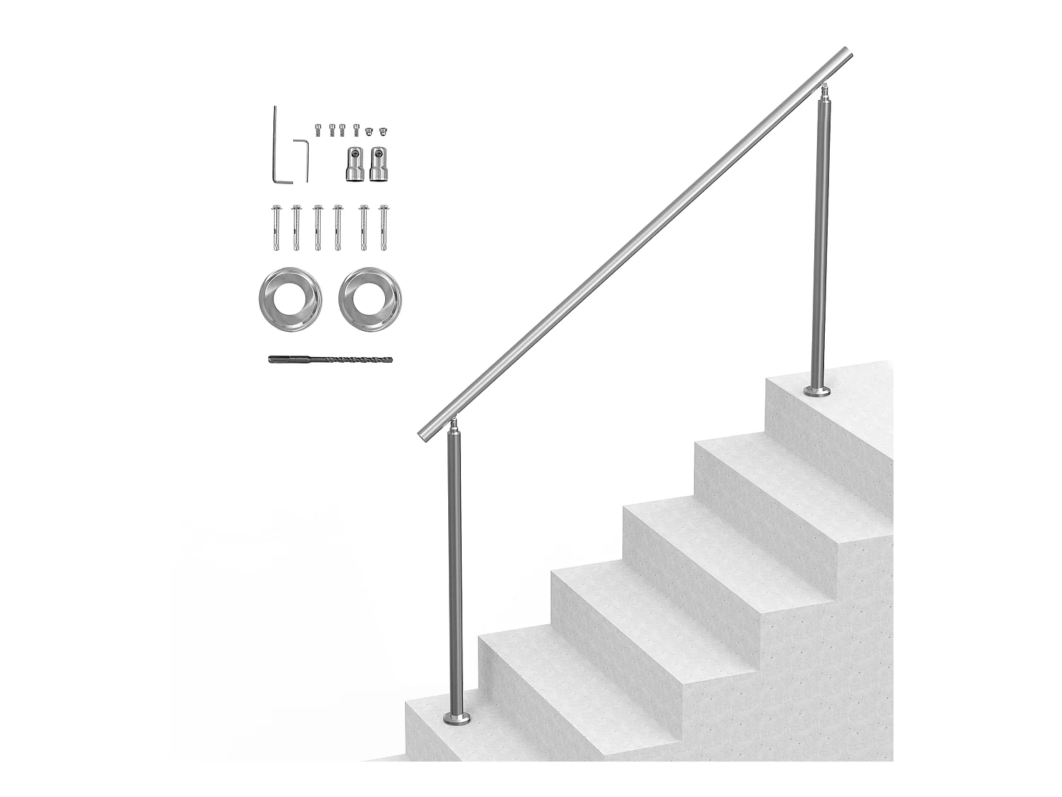 Handlauf, SucceBuy Geländer für Außentreppen, Treppen für Senioren, Veranda, Terrasse, 180 cm