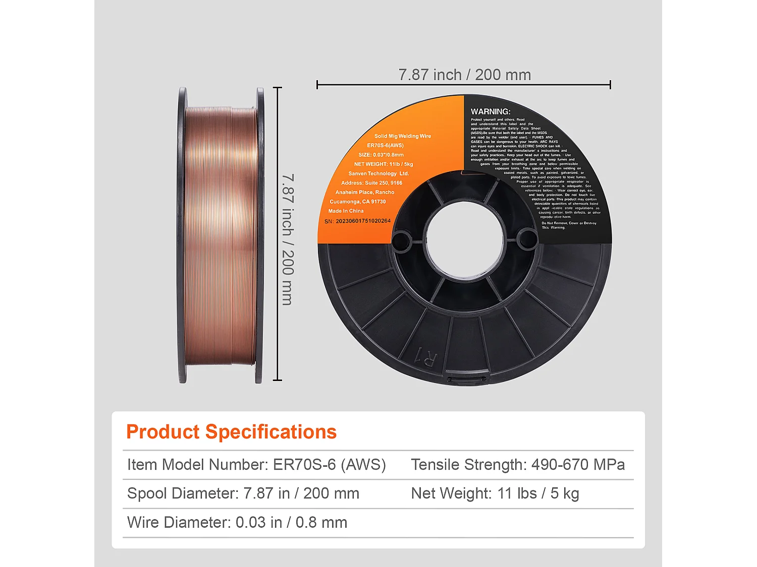 Filo per Saldare Succebuy MIG ER70S-6 0.08CM 5KG, Filo di Acciaio Tenero Solido