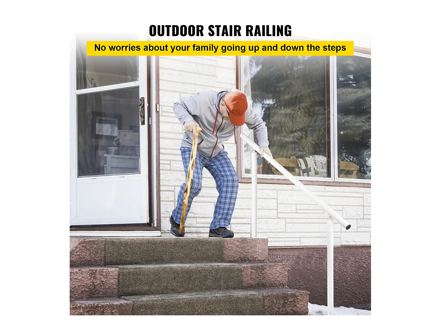 Handlauf, SucceBuy Aluminium-Handlauf für Außentreppen, Passend für 0–5 Stufen, Installationssatz