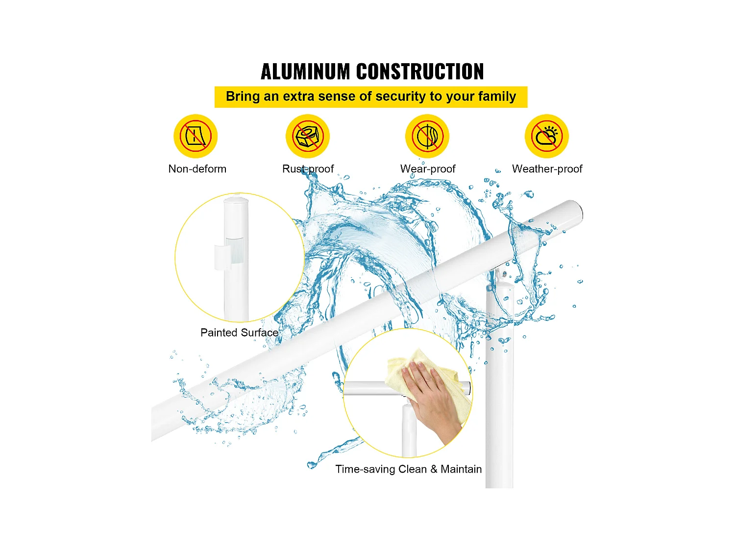 Handlauf, SucceBuy Aluminium-Handlauf für Außentreppen, Passend für 0–5 Stufen, Installationssatz
