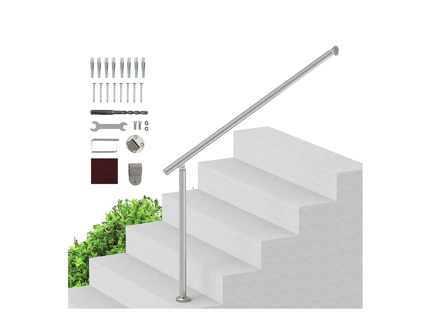 Handlauf, SucceBuy Edelstahlgeländer für Außentreppen, 120 cm, Silber, für Terrassenveranda