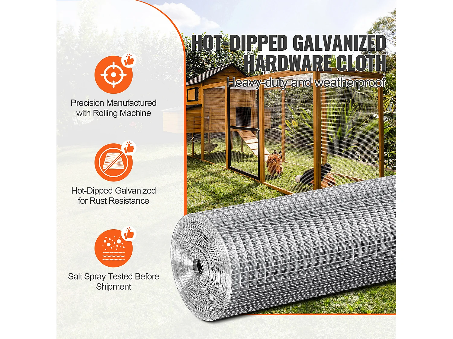 Verzinkter Drahtzaun SucceBuy Drahtgewebe 1,27 cm x 60,96 cm x 762 cm 19 Ga