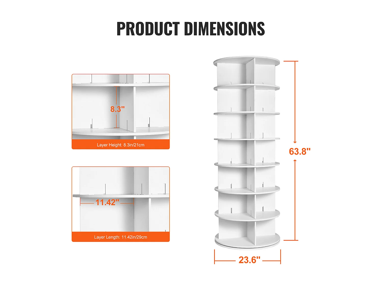 Etagère à Chaussures, SucceBuy Etagère à Chaussures Rotative à 7 Niveaux, Carrousel d'Affichage de Chaussures Blanc, Rotation à 360 °, Économiseur d'Espace