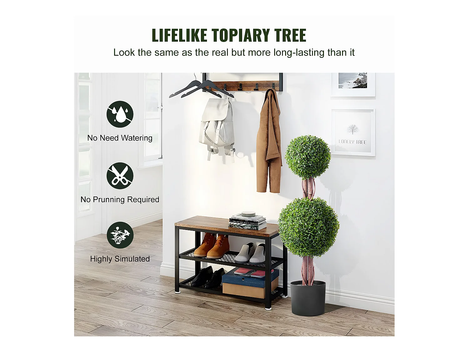 Plante Artificielle, SucceBuy 90 cm Artificiel Buis Topiaire Résistant Aux UV, Décor À La Maison, Arbre Fausse Plante, 2 Paquets