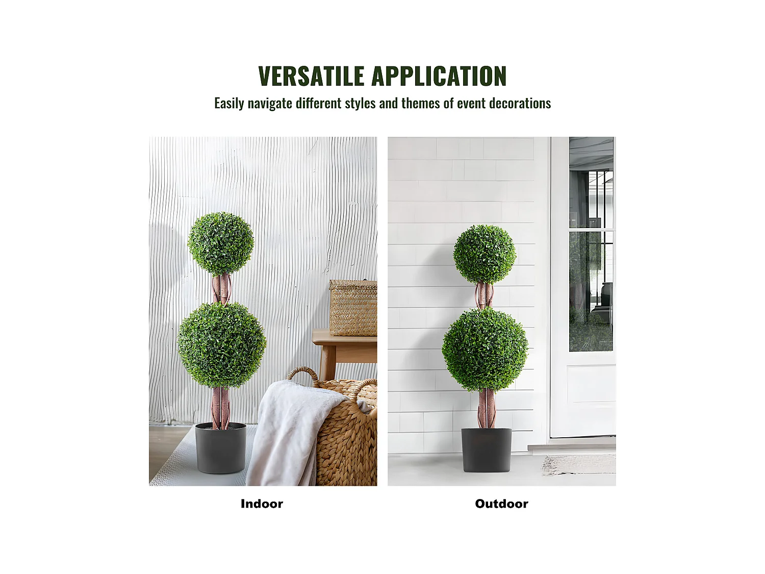 Plante Artificielle, SucceBuy 90 cm Artificiel Buis Topiaire Résistant Aux UV, Décor À La Maison, Arbre Fausse Plante, 2 Paquets