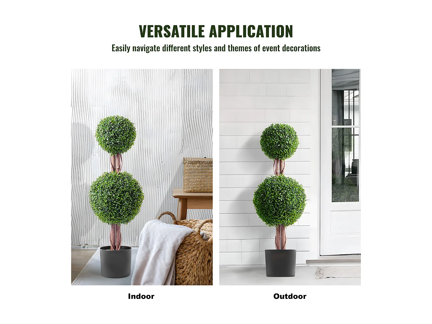 Plante Artificielle, SucceBuy 90 cm Artificiel Buis Topiaire Résistant Aux UV, Décor À La Maison, Arbre Fausse Plante, 2 Paquets