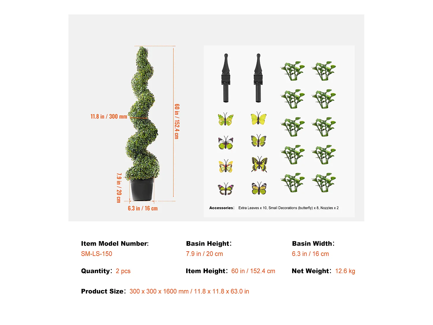 Plante Artificielle, SucceBuy 150 cm Artificiel Buis Topiaire Arbre Résistant Aux UV, Fausse Plante Décor à la Maison, 2 Paquets