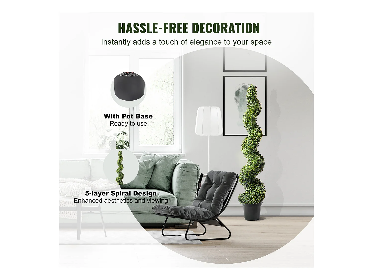 Plante Artificielle, SucceBuy 150 cm Artificiel Buis Topiaire Arbre Résistant Aux UV, Fausse Plante Décor à la Maison, 2 Paquets