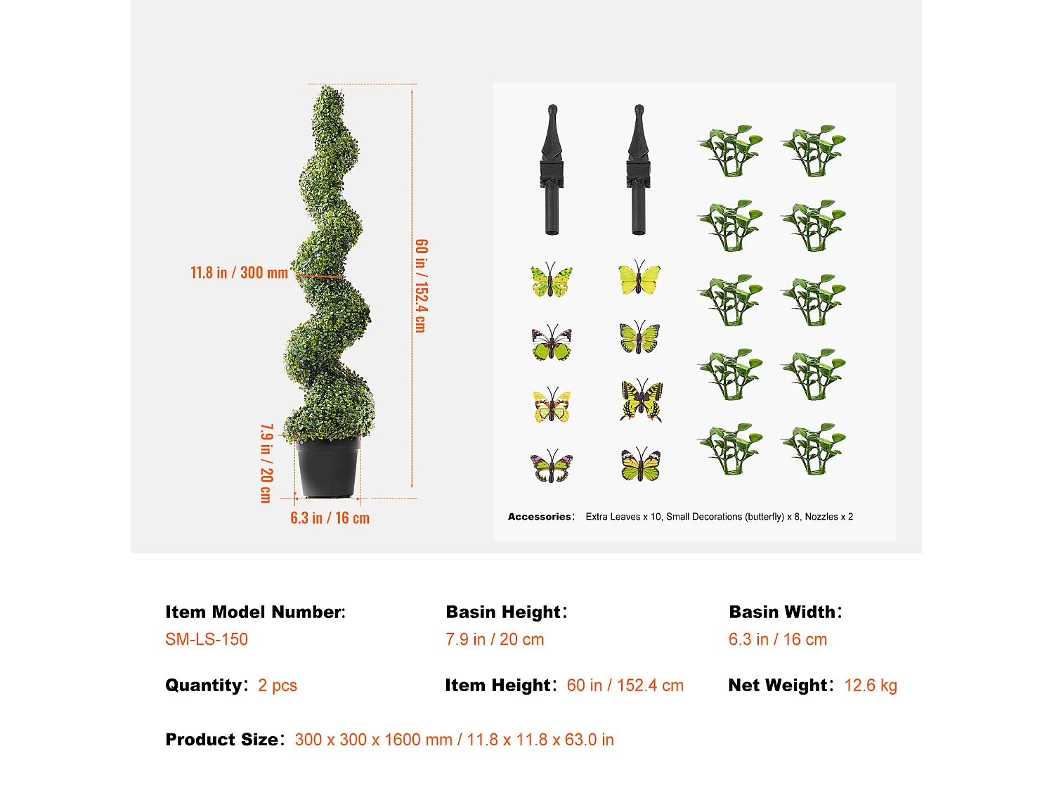 Plante Artificielle, SucceBuy 150 cm Artificiel Buis Topiaire Arbre Résistant Aux UV, Fausse Plante Décor à la Maison, 2 Paquets