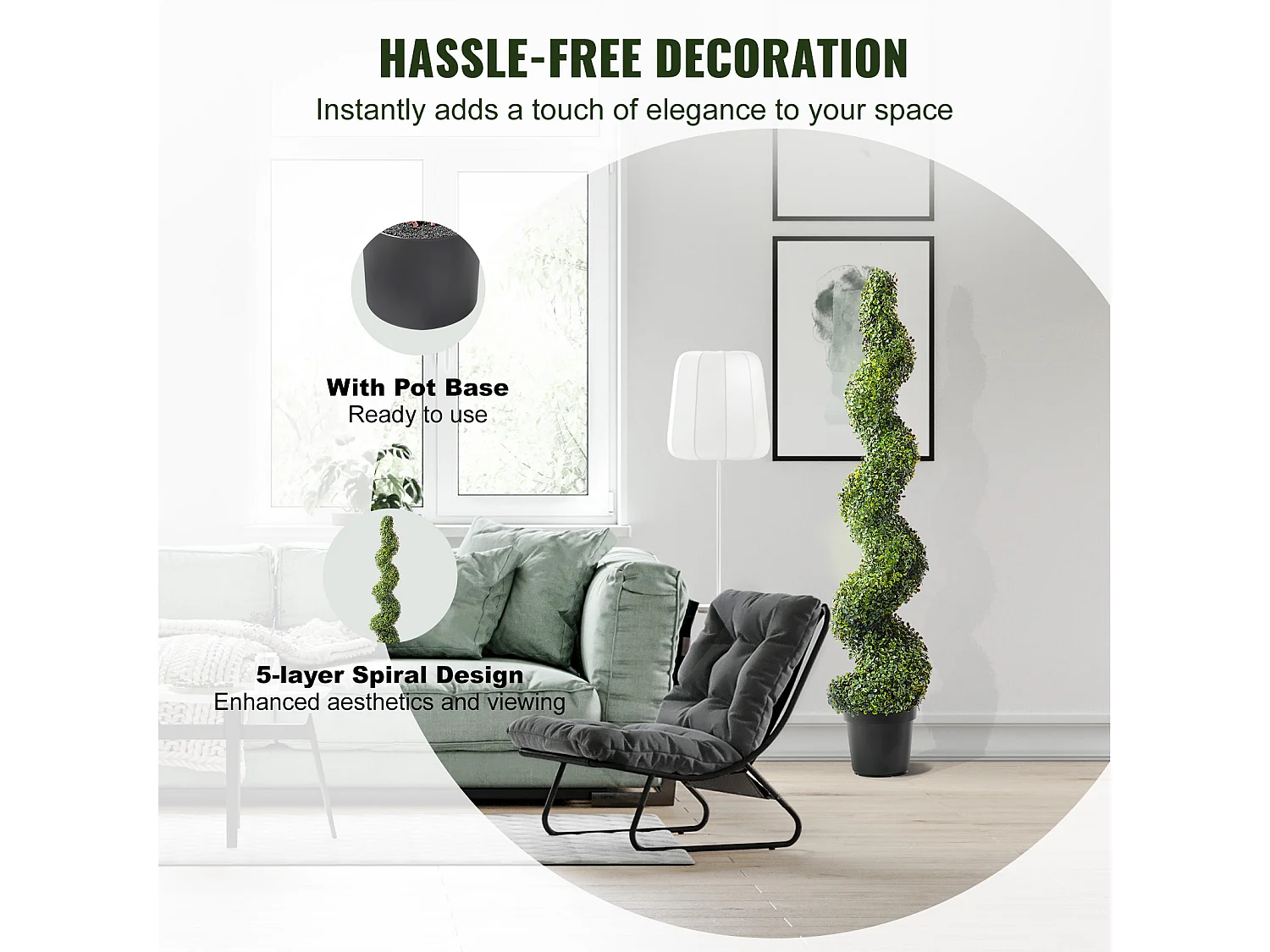 Plante Artificielle, SucceBuy 150 cm Artificiel Buis Topiaire Arbre Résistant Aux UV, Fausse Plante Décor à la Maison, 2 Paquets