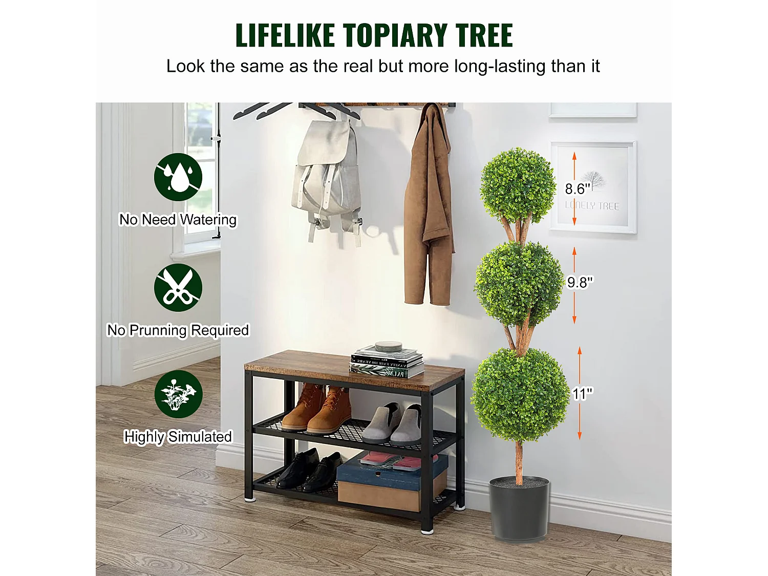 Plante Artificielle, SucceBuy Arbre Topiaire Artificiel de 120 cm, Fausse Plante Décorative avec Feuilles Remplaçables
